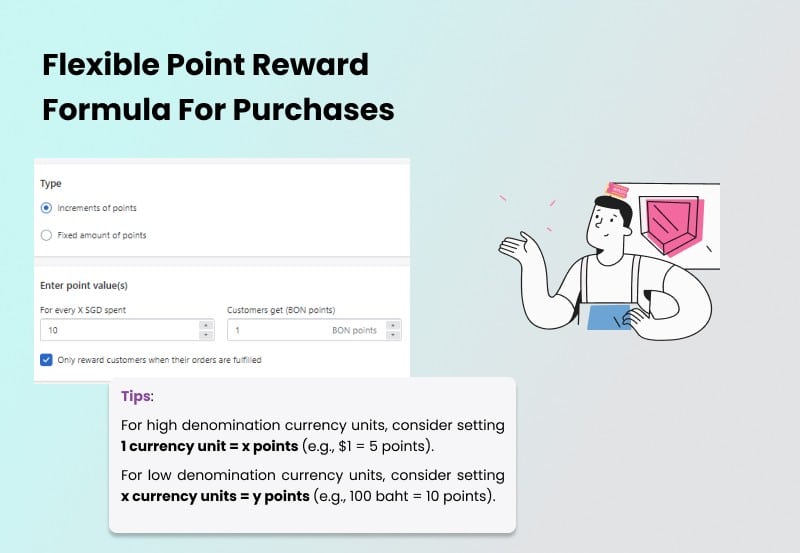 Flexible point reward formula for purchase - BON Loyalty