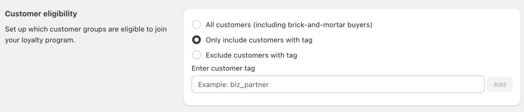 Customer eligibility
