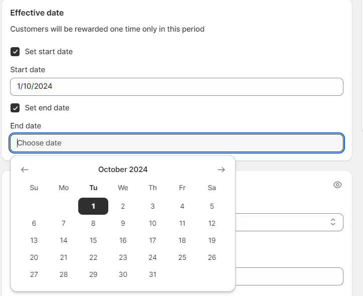 Set up a start date/end date for your campaign.