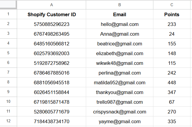 CSV file