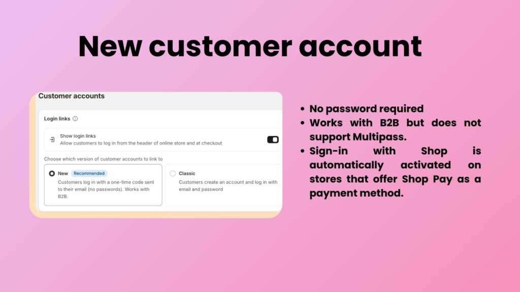 Overview of New customer account