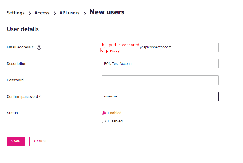 Create ‘New user’ in Dotdigital