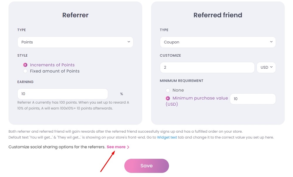 How to edit Social sharing for referrers
