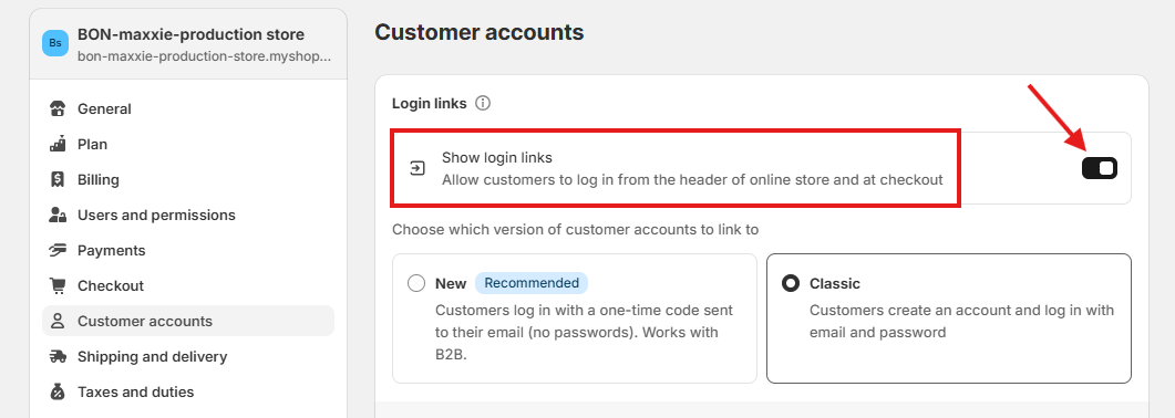 Customer account