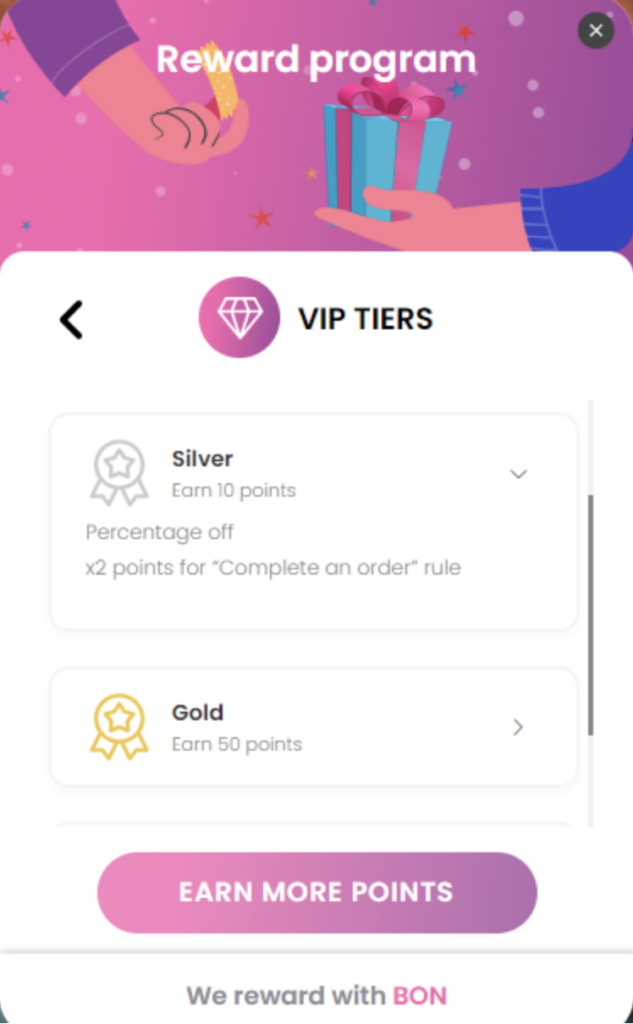 VIP Tiers on the widget