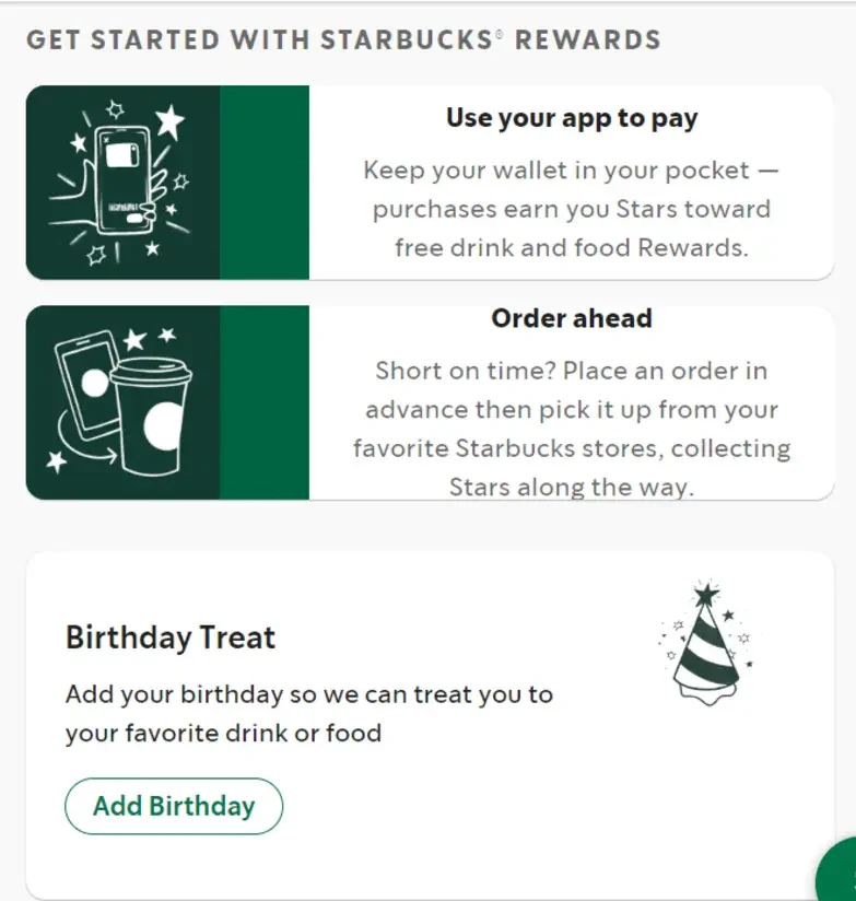 A short-and-sweet enrollment of registering Starbucks loyalty program
