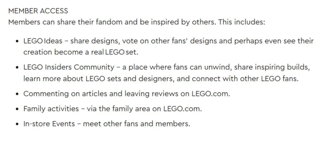 LEGO VIP Rewards virtual communities