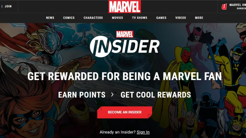 Marvel Insider is a US-only loyalty program