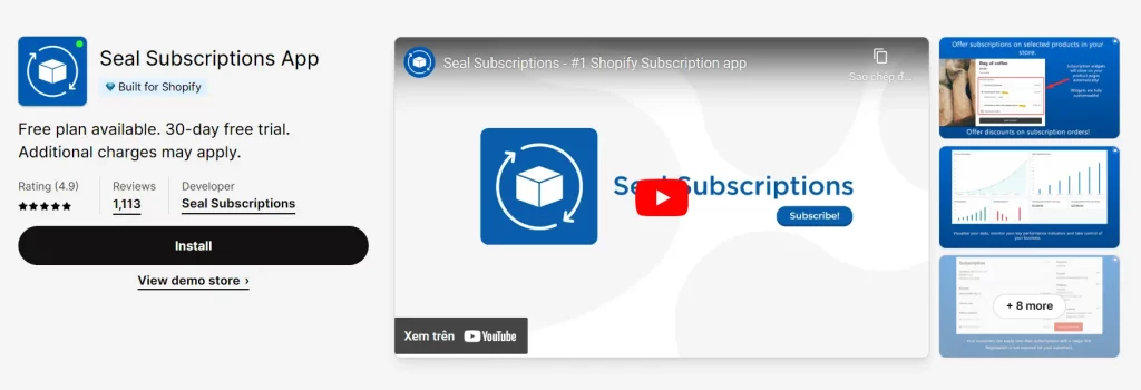 Seals Subscription applisting on Shopify App Store