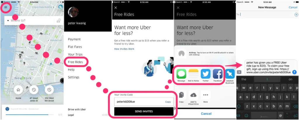 Ways to refer Uber to friends in Uber's Referral Program