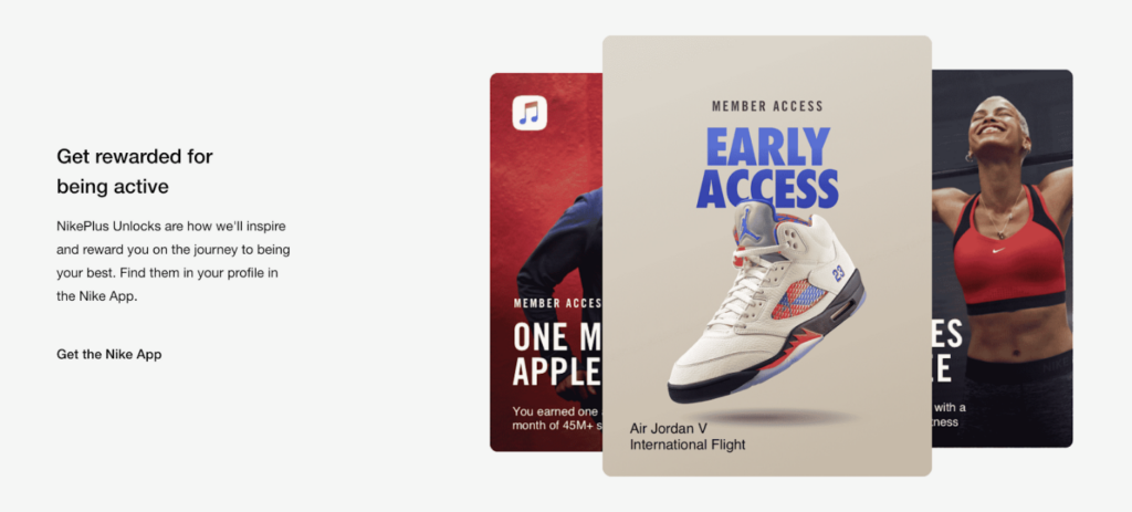 Nike rewards' call for a customer to be a member
