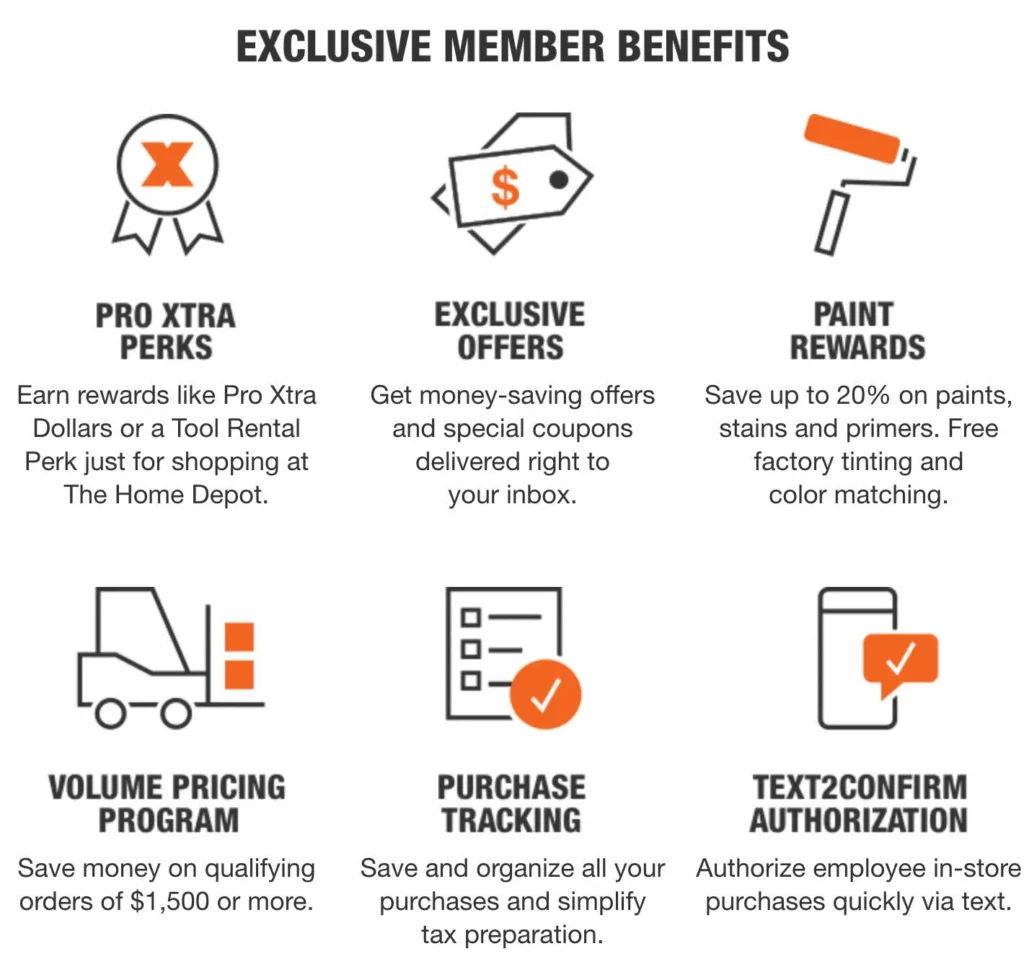 Suggested member benefits from Home Depot pro