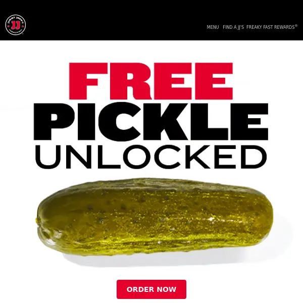 A free pickle order as the initial badge offerings in Jimmy John's rewards