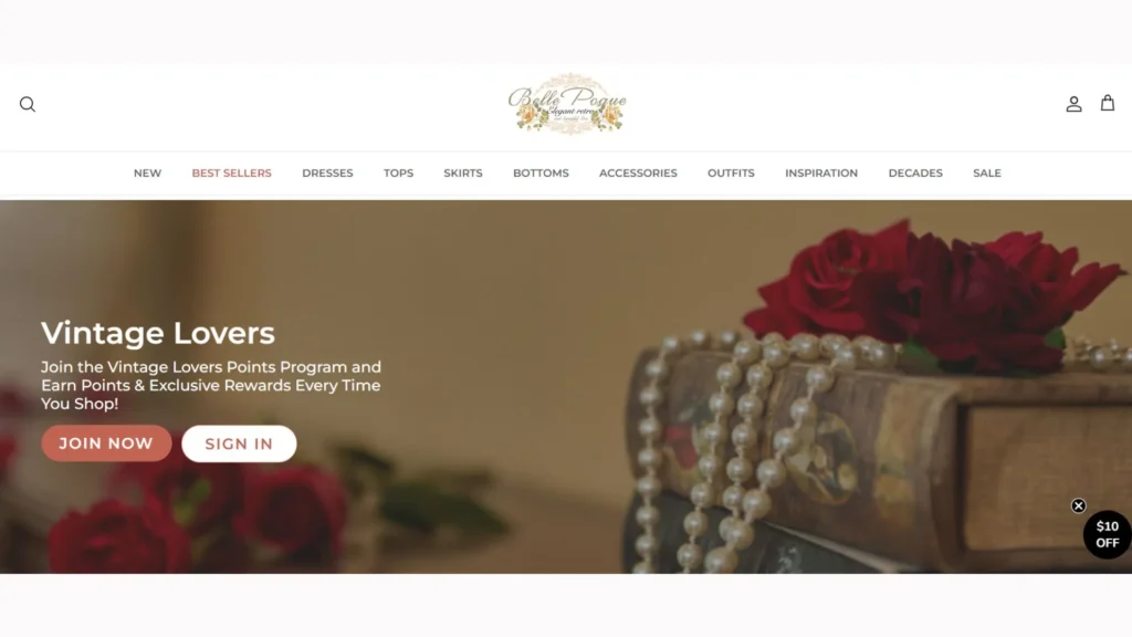 Belle Poque's overview loyalty page powered by BON Loyalty 