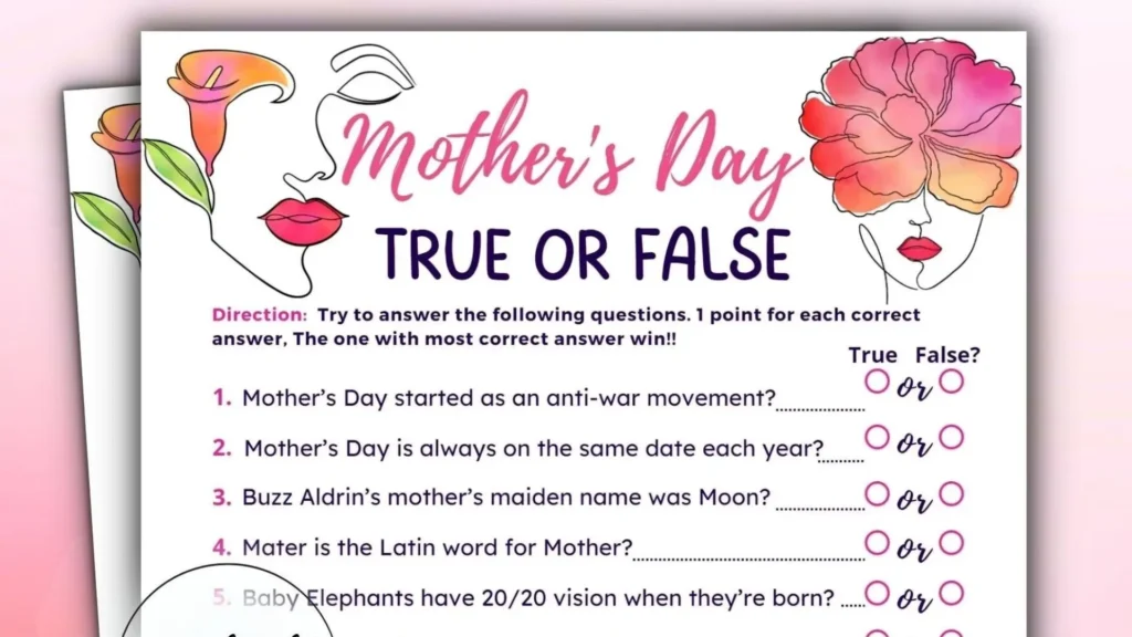 Example of the Mother's Day quiz