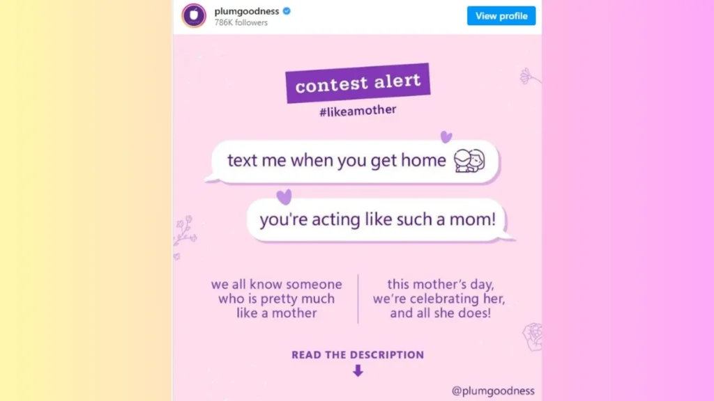Plum Mother’s Day contest - mother's day marketing strategy
