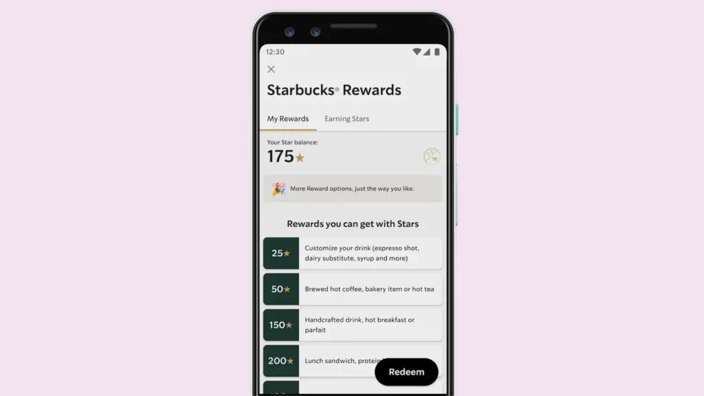 Starbucks Reward’s mobile app