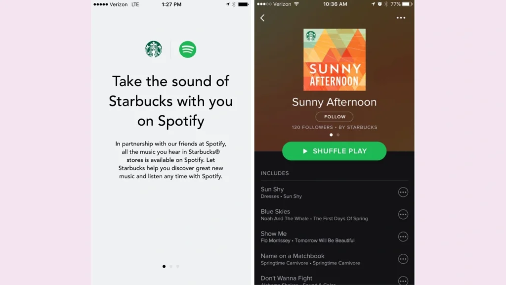 Starbucks Rewards partners with Spotify.