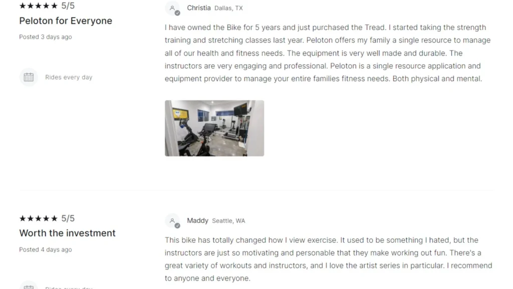 Customer feedback for Peloton products - loyalty programs benefits 