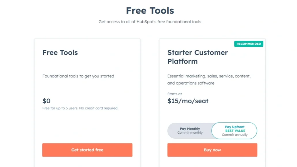 HubSpot's pricing.