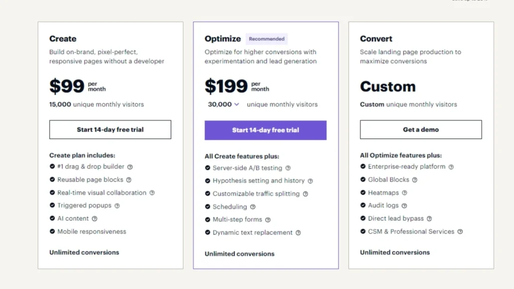 Leadpages's pricing.