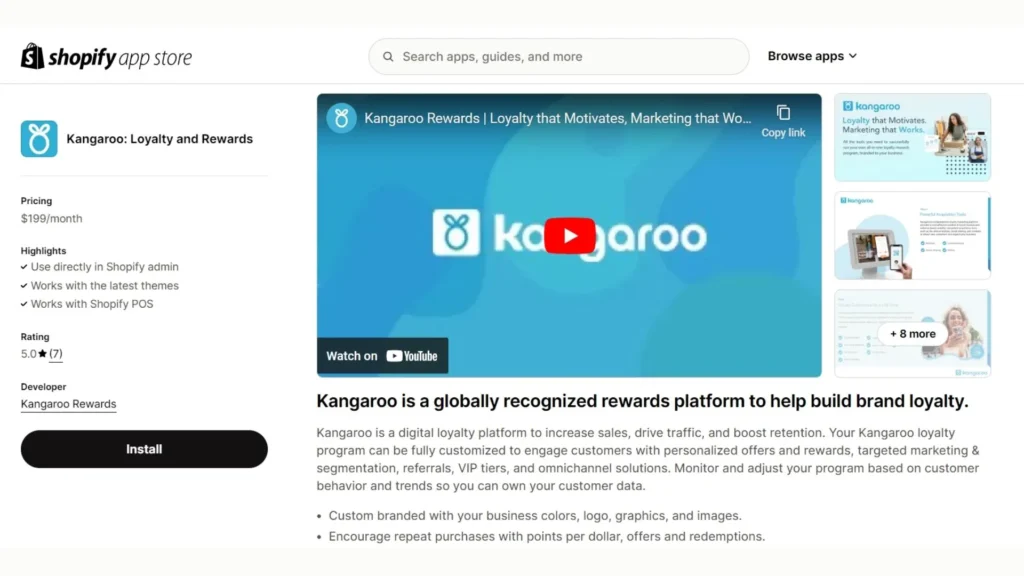 Kangaroo Loyalty on the Shopify App Store