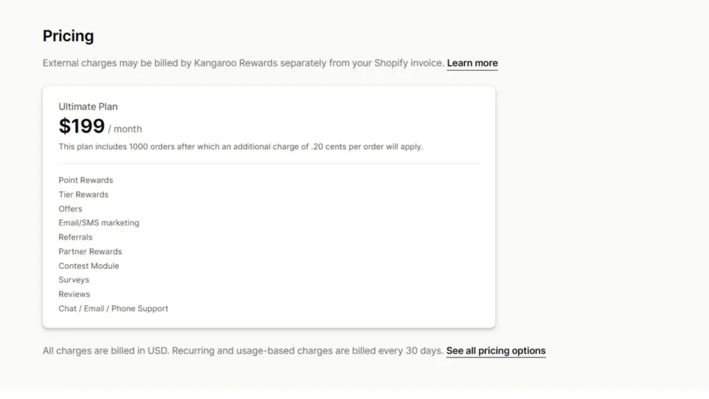 Kangaroo Loyalty’s pricing