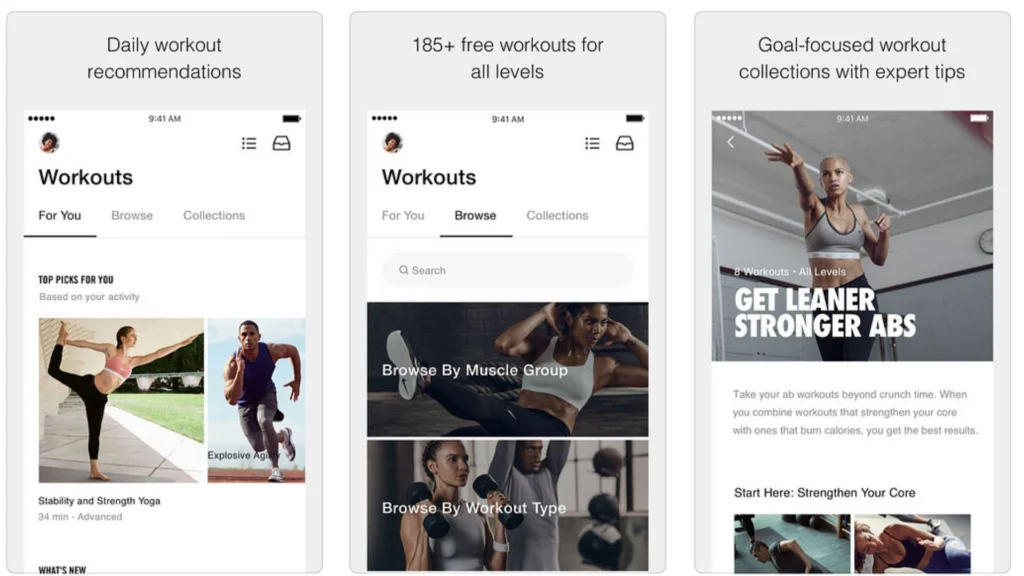 Personalized exercises on the Nike Training Club App - loyalty programs benefits 