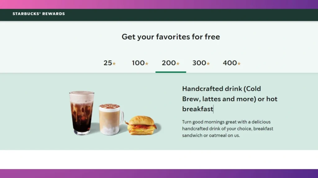 Starbucks' Rewards benefits.