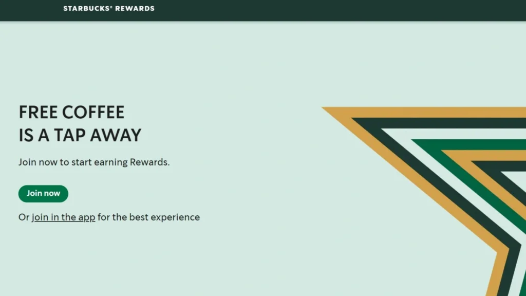 Starbucks' Rewards headline page.