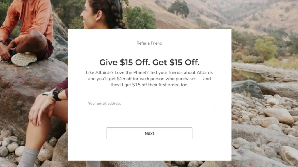 Allbirds’s referral program.