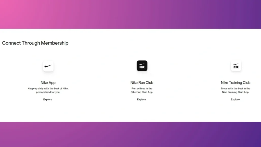Apps associated with Nike Membership.