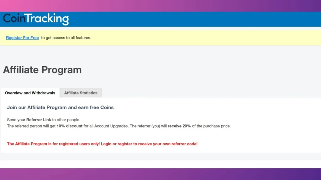 CoinTracker affiliate program.