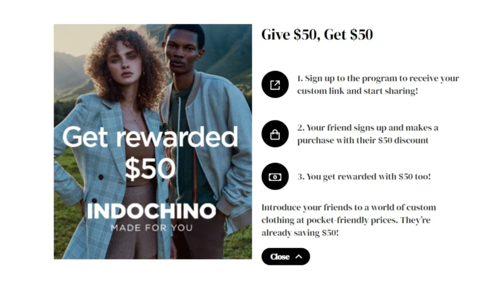 Indochino’s referral program.