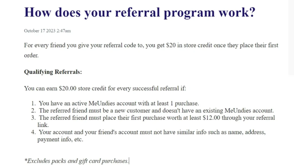 MeUndies’s referral program.