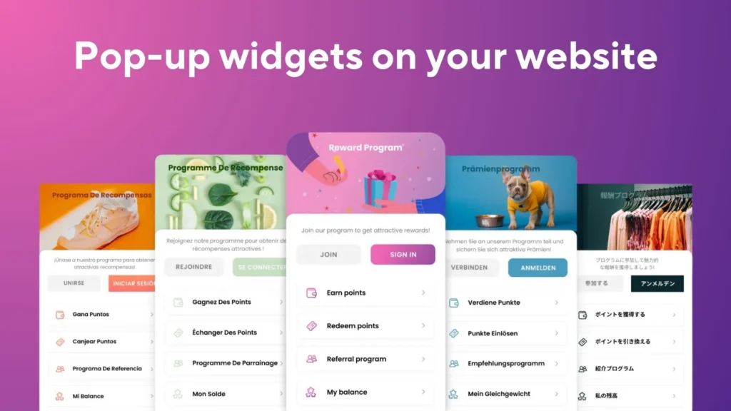 Pop-up loyalty widgets on your website powered by the BON Loyalty app.