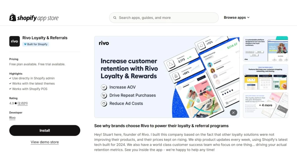 Rivo Loyalty on the Shopify App Store.