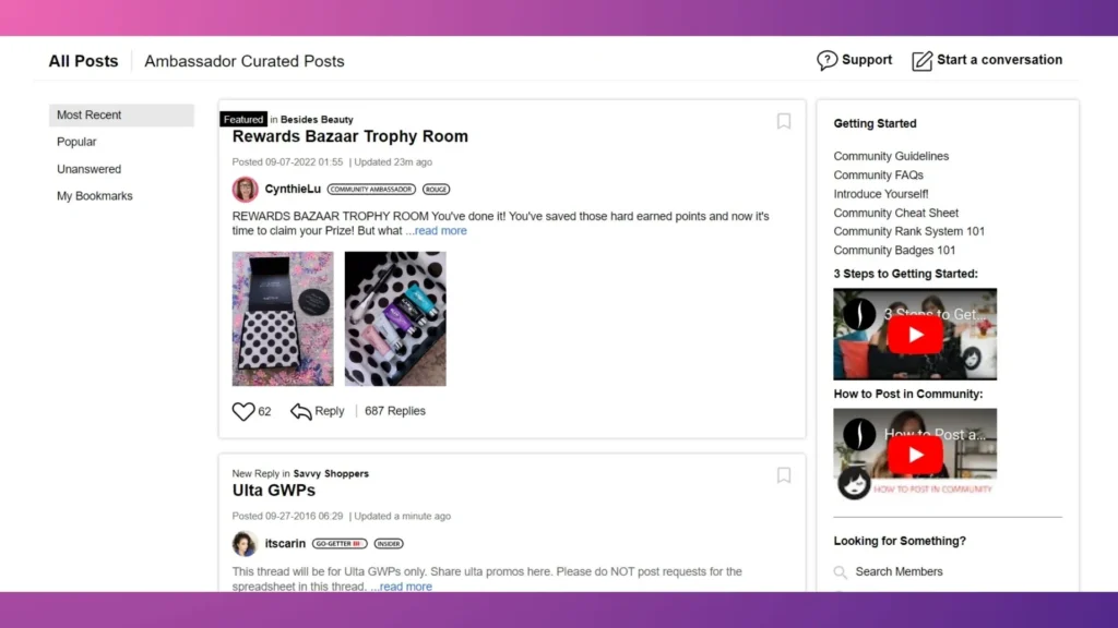 Sephora's Beauty Insider community.