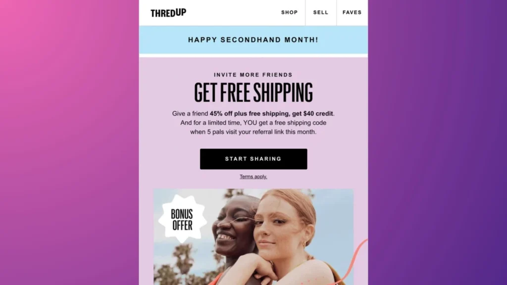 ThredUp's referral program.