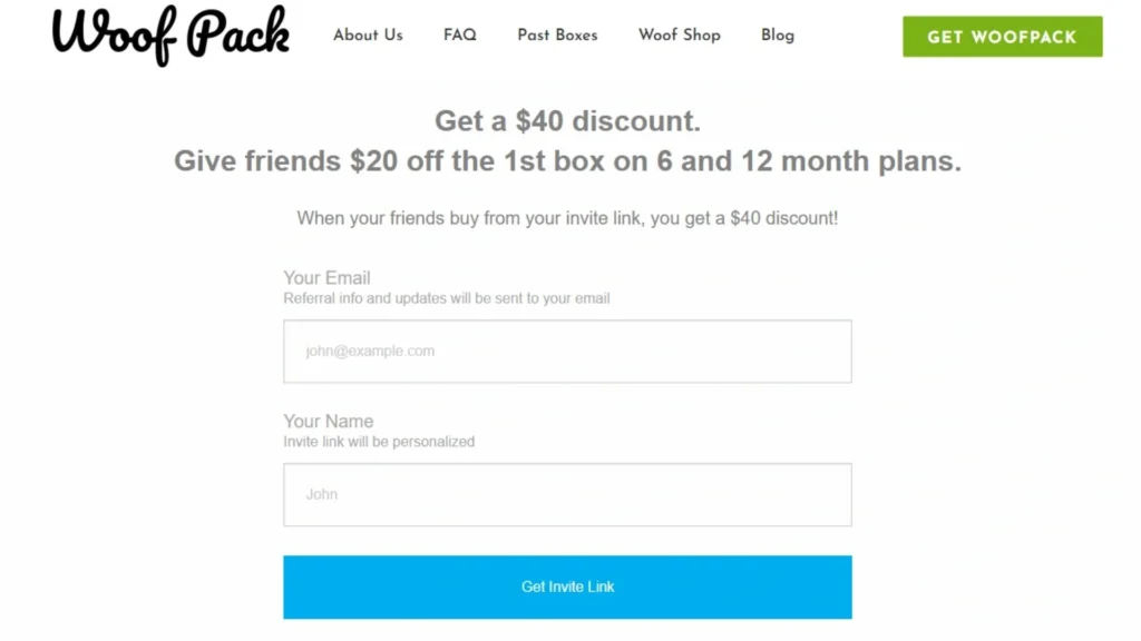 Woof Pack’s referral program.