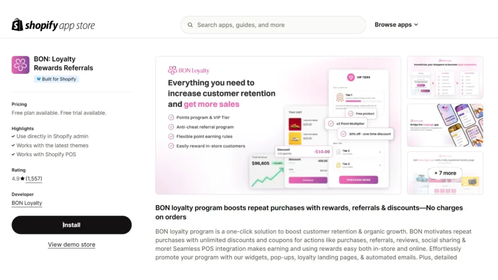 BON Loyalty on Shopify App Store.
