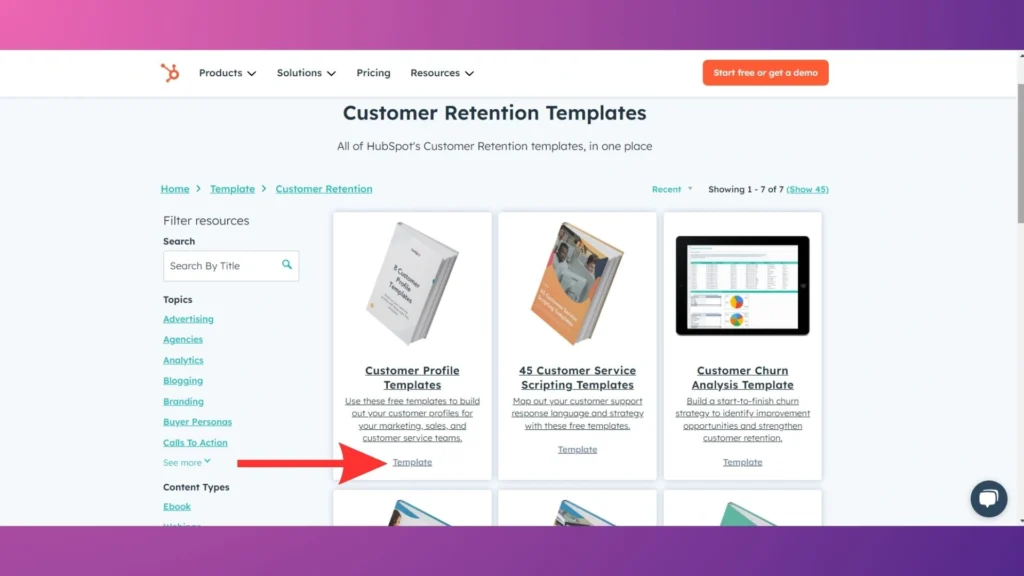 Step 2 to create customer retention template