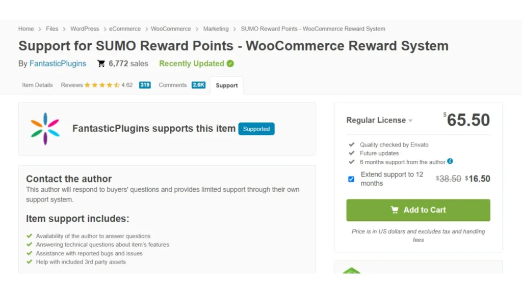 SUMO Reward Points on the Envato market.