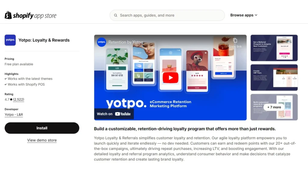 Yotpo Loyalty & Rewards on Shopify App Store.