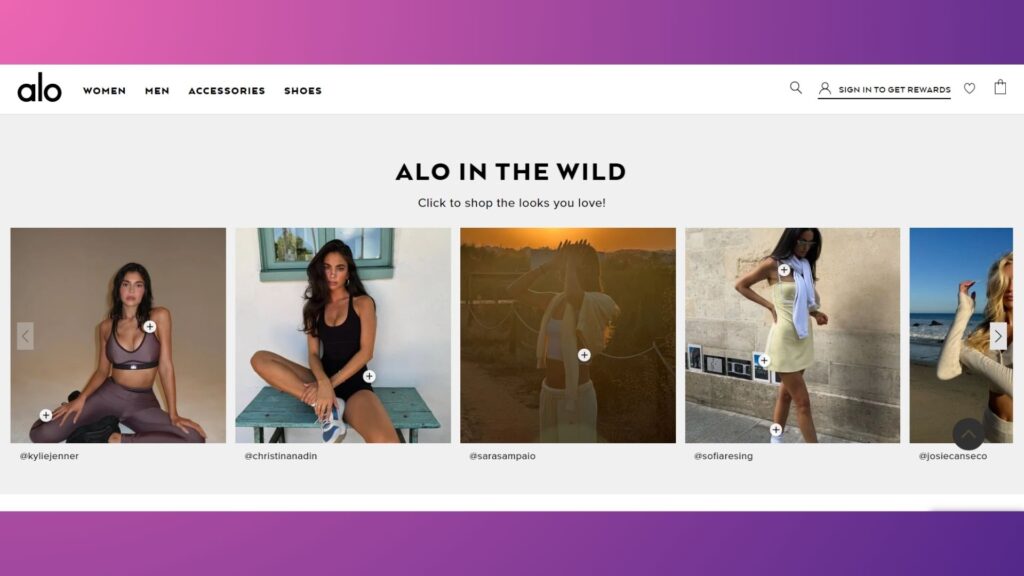 Alo Yoga’s user-generated content - black friday marketing ideas