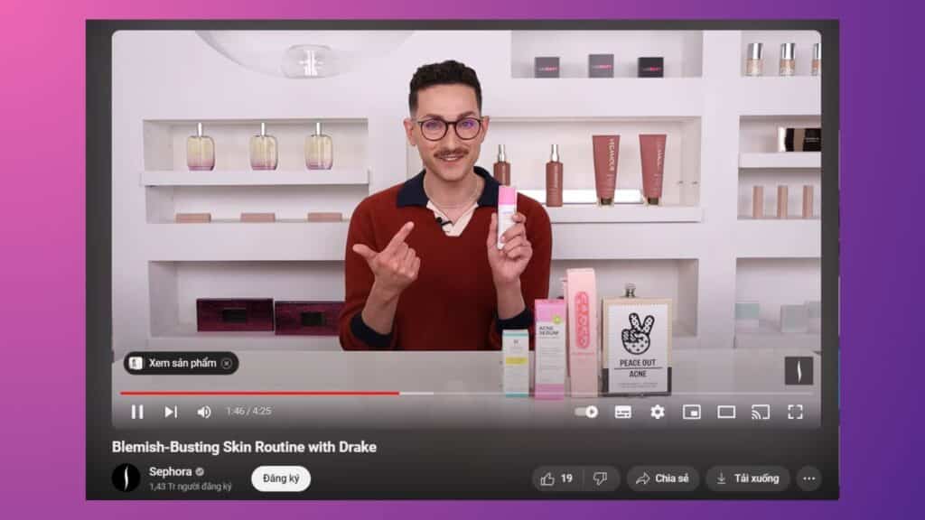 Sephora video blemish-busting skin routine with Drake on YouTube - black friday marketing ideas