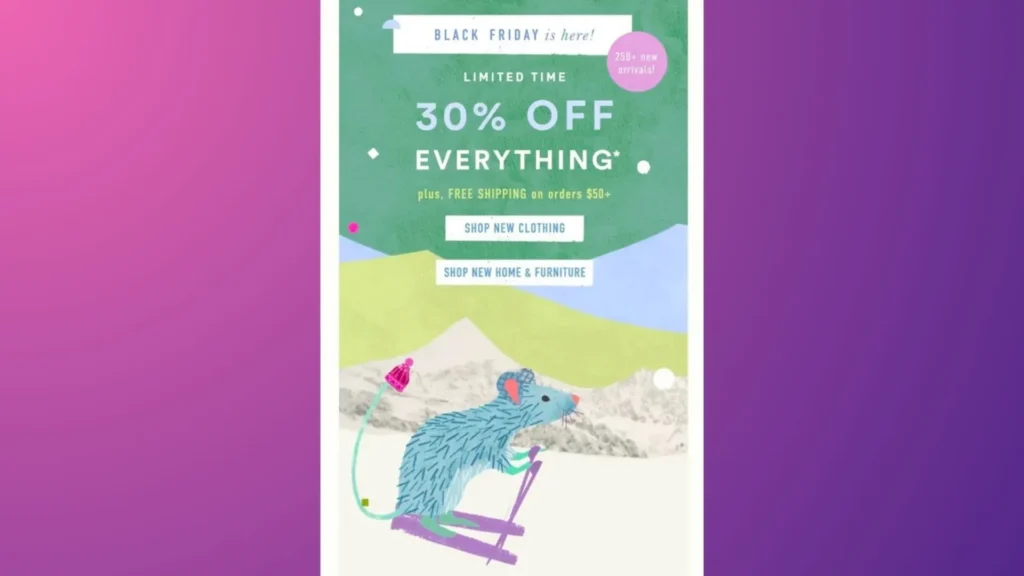 Anthropologie offers free shipping on Black Friday