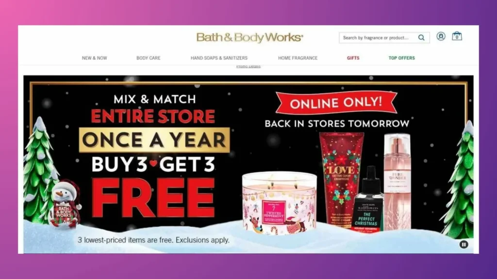 Bath & Body Works’s only available online deal campaign