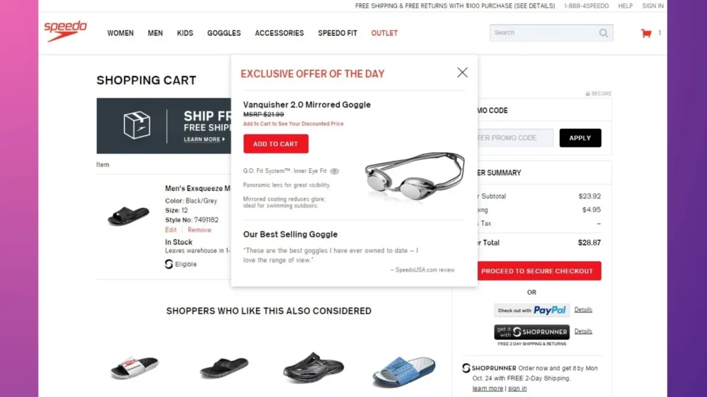 Examples cross-sell & upsell pop-ups