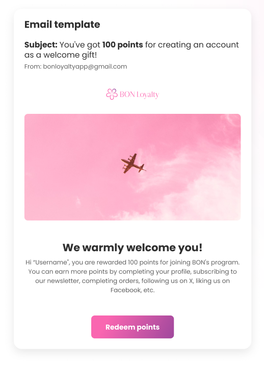 BON Loyalty email template